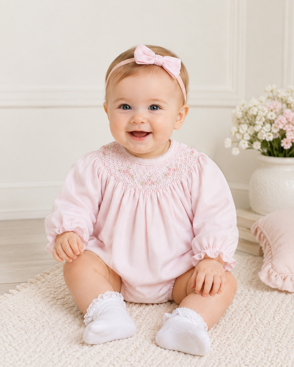 Blushing Blossom Smocked Bubble