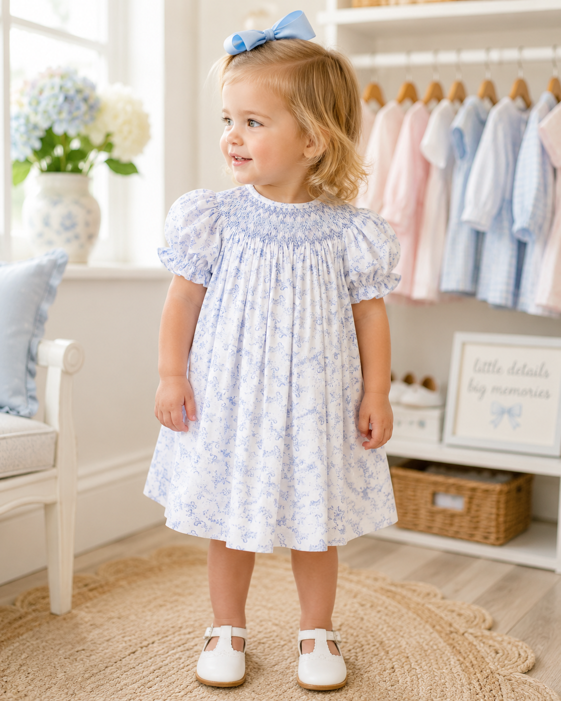 Blue Willow Smocked Dress