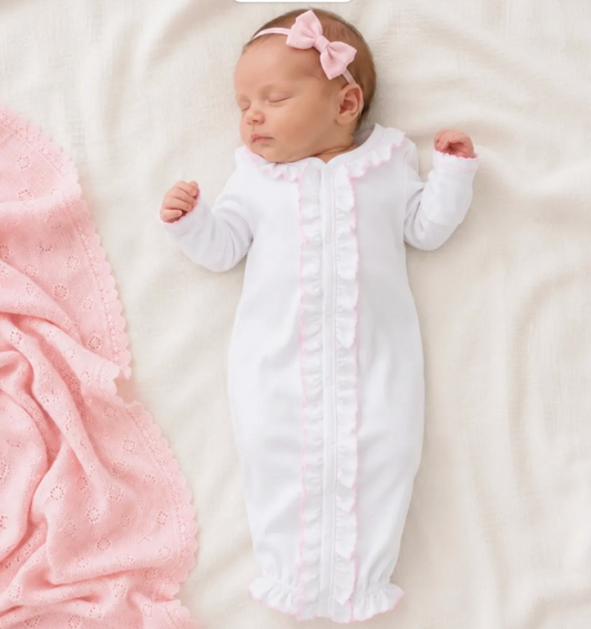 Classic Pink Ruffle Newborn Gown