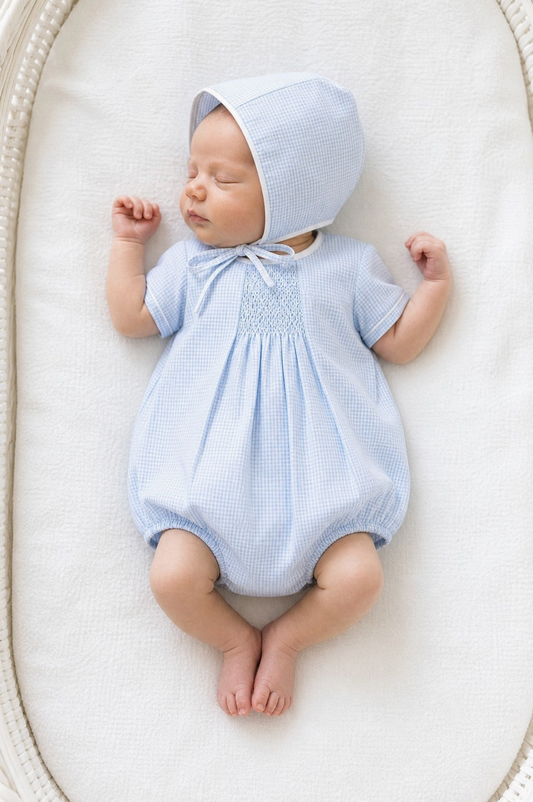 Blue Skies Bubble and Bonnet Set